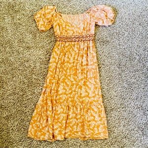 Free People Ellie Printed Floral Puff Sleeve Smocked Maxi Dress Size M/L